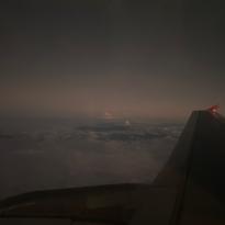 Volcanoes from the plane at night