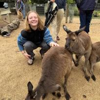 Petting kangaroos