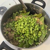 quinoa, edamame, snow peas