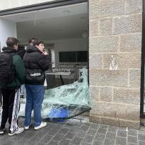 Broken Storefront as result of protest