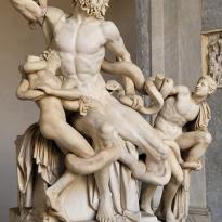 Shown is a statue of Laocoön and His Sons fighting the serpents following the famous myth.