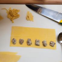 Shown is pasta in the process of becoming Ravioli