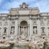 Shown is the Trevi Fountain decorated with Roman Gods