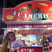 A picture of an American booth at the Nantes carnival. 