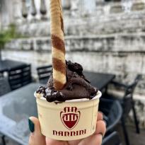 chocolate and coffee gelato in siena