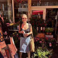 girl in a flower shop in Amsterdam 