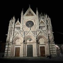 Front of the Siena Duomo at night 
