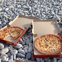 Pizza on the beach in Nice, France 