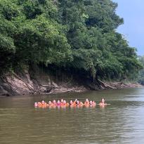 Our group floating in the Amazon River!