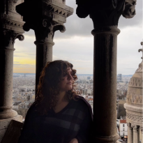 A girl at the top of the Sacre Coeur thinking how lucky she is that her friend is with her, and how beautiful that friend is, and just how lucky she is to be able to witness such beauty.