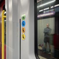 Four logos representing priority seating