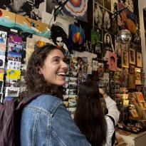 Two people in a little store