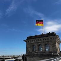 Germany Flag at the top of a building