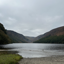 Mountains surrounding a lake