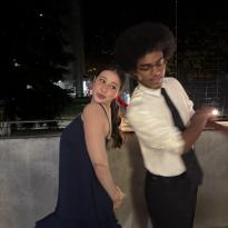 Two people dressed up for Halloween