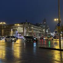 Rainy building at night 
