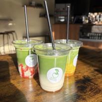 Strawberry Matcha, Mango Matcha, and Plain Matcha Latte from Bonsai Matcha and Coffee