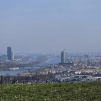 A view from Kahlenberg over Vienna, showing the old and new Danube.