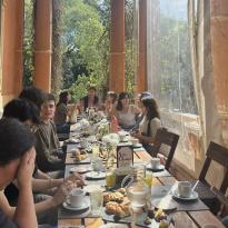 IES group eating brunch at Villa Ocampo