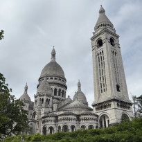 The Sacre-Coeur on a cloudy day in Montmartre
