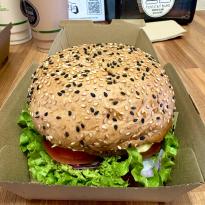 A vegetarian burger from Too Fat Buns.