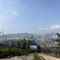 View of downtown Seoul from the summit of Achasan mountain. 