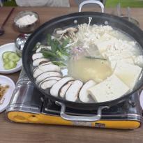 A large pot of tofu soup