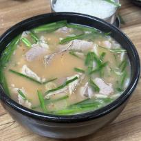 Bowl of warm pork soup