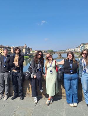 group of students on bridge in florence