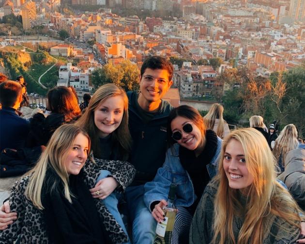 a group of students pose at the Barcelona Bunkers