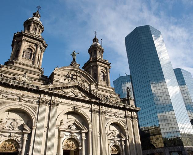 Metropolitan Cathedral in Plaza de Armas, Santiago's main square