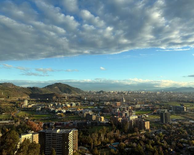 A view of the city of Santiago, Chile from the drive home from Cerro El Carbón.