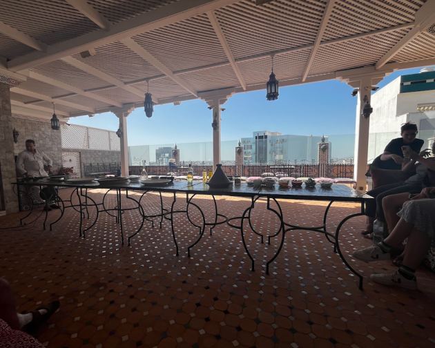 Cooking class preparation on the roof of English Highway