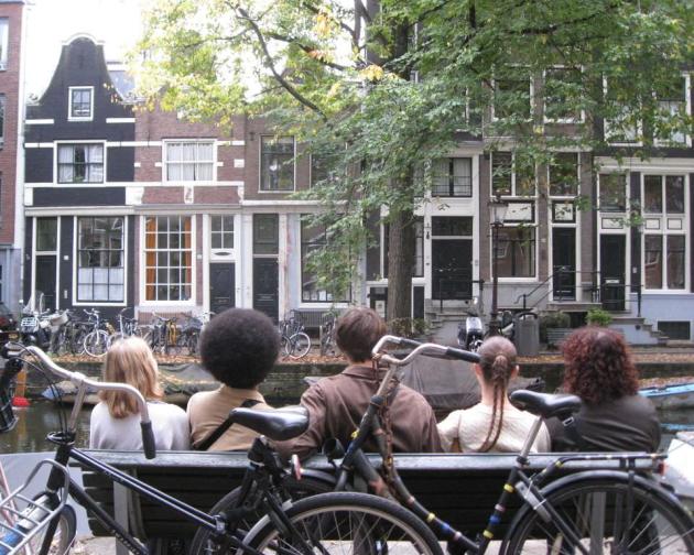 People sitting on a bench