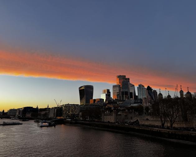 City skyline during sunset