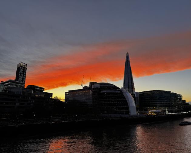 City skyline during sunset