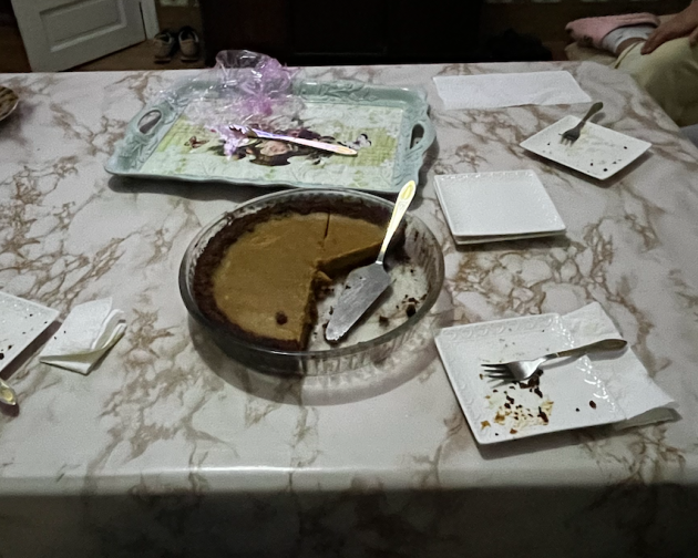 A pumpkin pie I made for my host family using a rare pumpkin that was an IES Halloween Party decoration