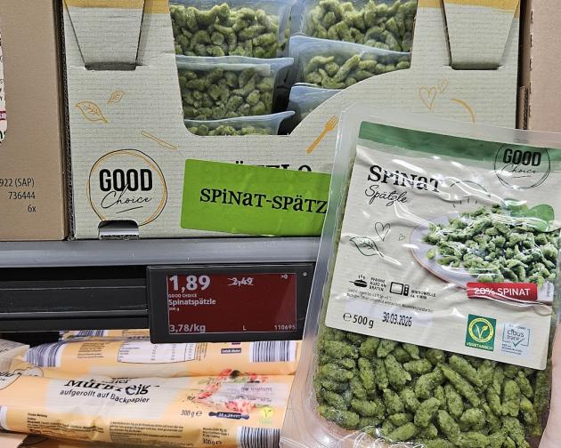 Spinach spätzle from Hofer.