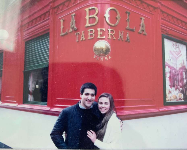 Paolo Santonocito with his friend in front of La Bola