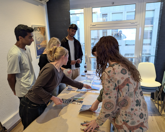 Nice students working around table