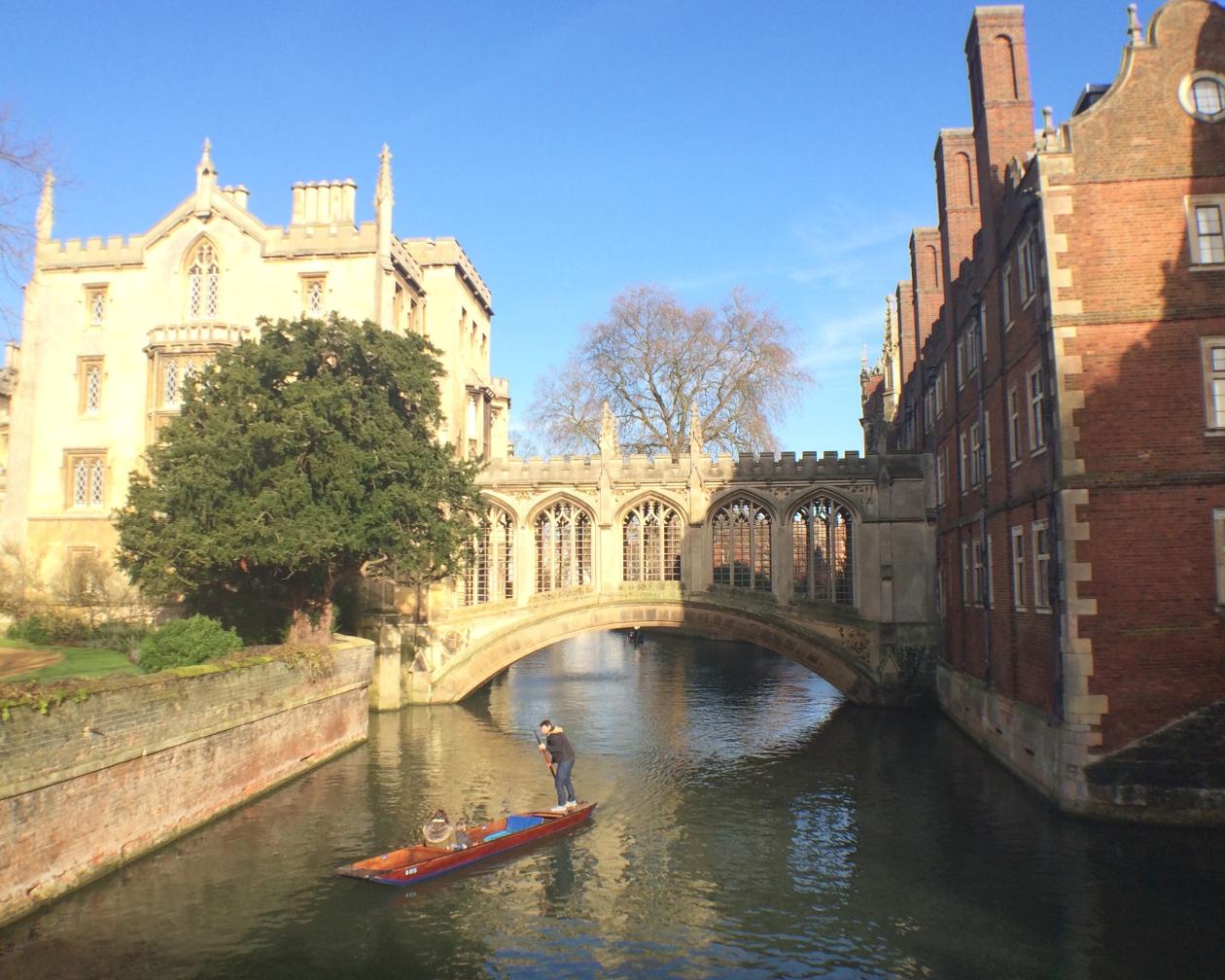people punting on the Cam River in Cambridge