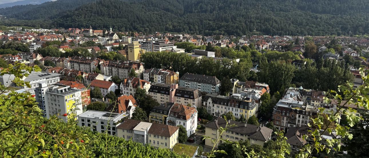 A high-up view of the city