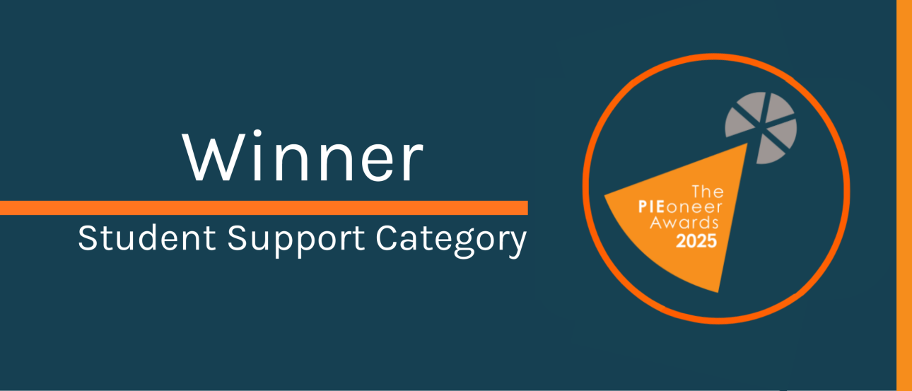 A banner that says: "Winner - Student Support Category"