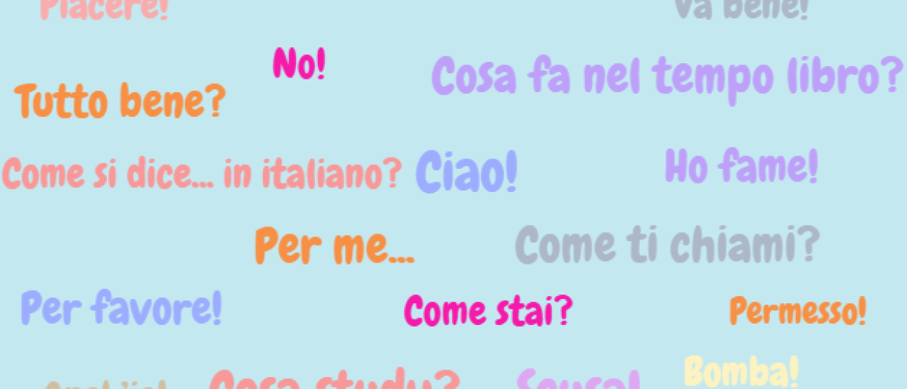 Collage of common Italian phrases.