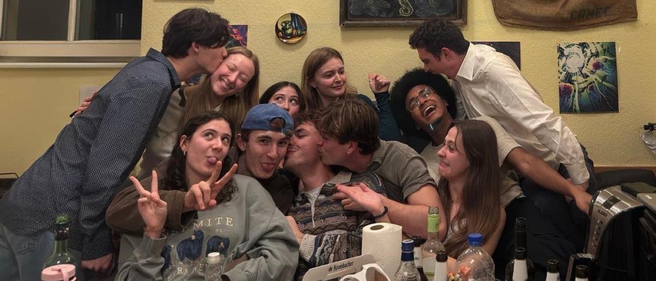 A group of friends posing for a group photo