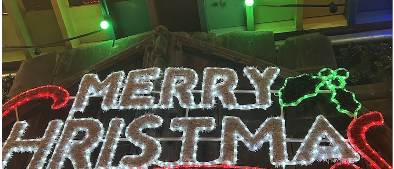 Lights spelling Merry Christmas