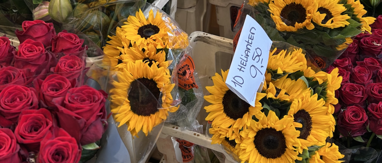 An assortment of flowers in a shop in Amsterdam