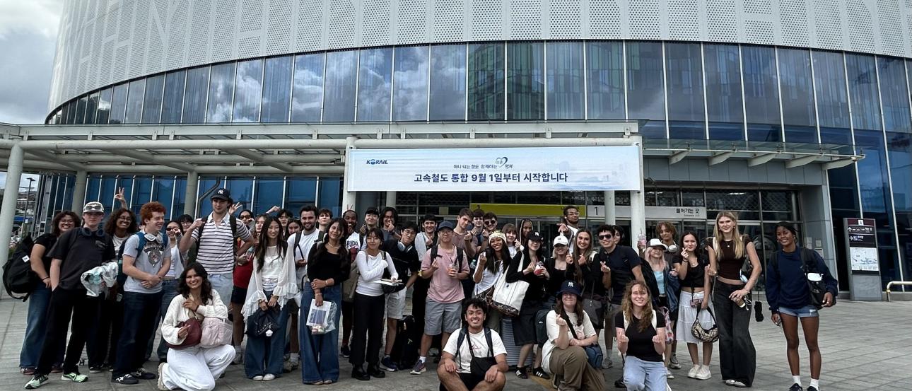 Group of students at the Gangneung Station