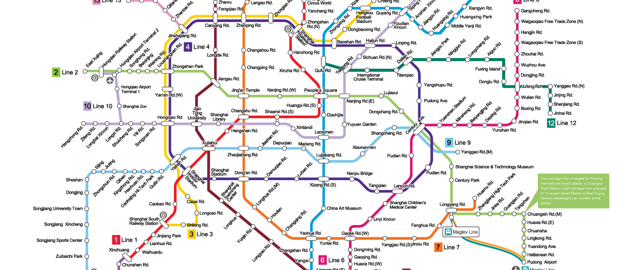 Shanghai Metro network map with colored lines and stations. This alt text was added with Al; accuracy may vary.