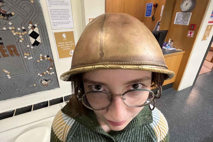 Me in a silly helmet at the Roman Museum